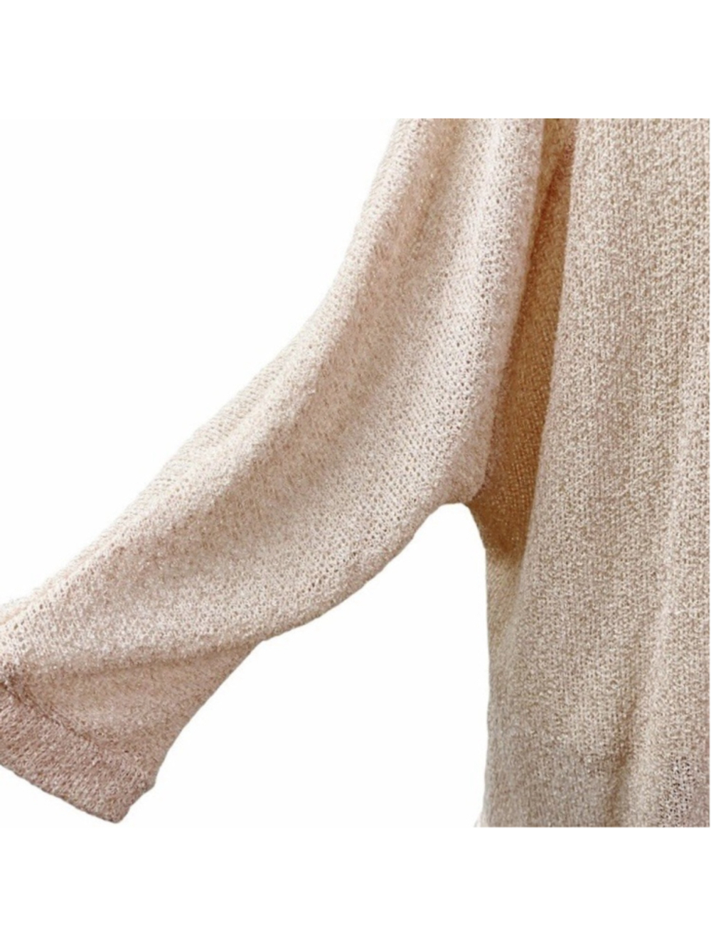 Eyeshadow Lace Knit Open Front Cardigan Plus SZ 2X Peach Metallic Thread Fall - Picture 3 of 9